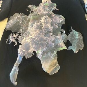 Men's Black Long Sleeve Shirt with Floral Print